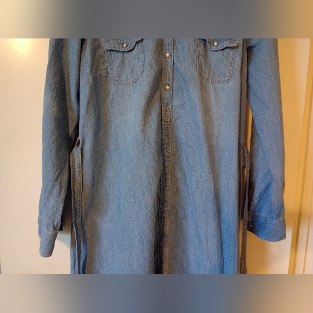 Sonoma Chambray Cotton Shirt Dress with Belt Size Medium - Picture 7 of 15